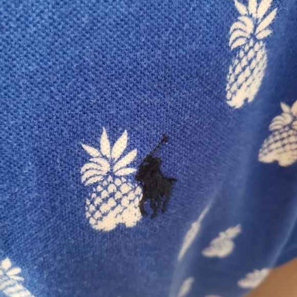 POLO RALPH LAUREN LOGO BLUE HAWAIIAN PINEAPPLE PRINT S/S POLO SHIRT XL $89 NEW - Picture 3 of 6
